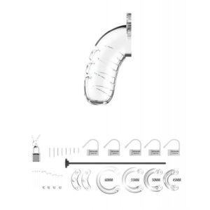 Shots Man Cage 4.5″ w/Silicone Urethral Sounding – Clear