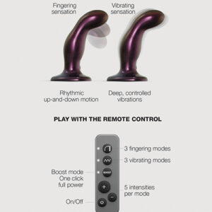 Strap-On-Me fingering and vibrating dildo in purple, main view, Power Play Studio, LLC