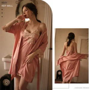 Vintage Silky Lace Lingerie (3 Piece Set) - Power Play Studio, LLC