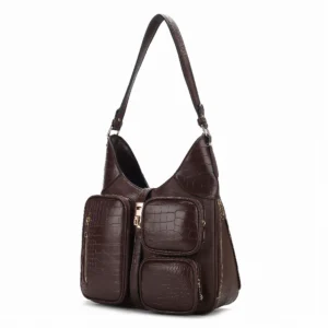 Daphne Crocodile-embossed Vegan Leather Shoulder - Power Play Studio, LLC