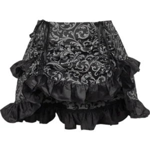 Silver/Black Brocade Ruched Bustle Skirt