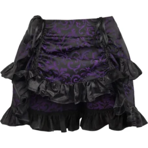 Purple/Black Brocade Ruched Bustle Skirt