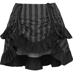 Grey/Black Striped Ruched Bustle Skirt