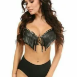 Vegan Leather Fringe Bra Harness