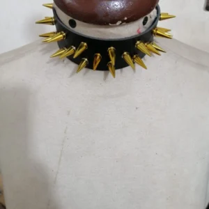 Faux Leather & Metallic Spike Choker