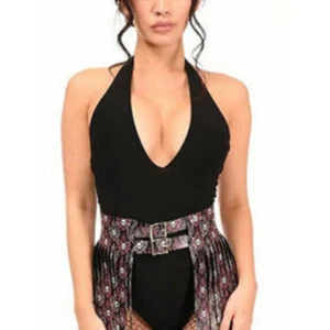 Skulls Faux Leather Fringe Skirt