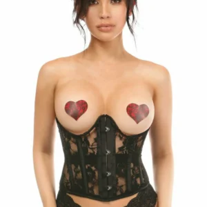 Lavish Sheer Lace Open Bust Underwire Short Underbust Corset - Power Play Studio, LLC