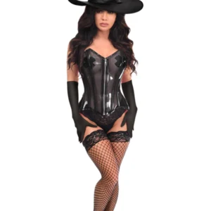 Lavish 3 PC Clear Black Witch Corset Costume