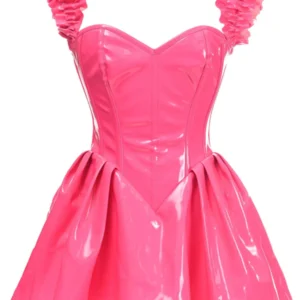Top Drawer Steel Boned Hot Pink Patent PVC Vinyl Corset Dress