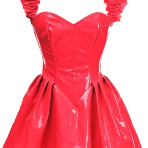 Top Drawer Steel Boned Red Patent PVC Vinyl Corset Dress