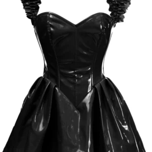 Top Drawer Steel Boned Black Patent PVC Vinyl Corset Dress