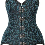 Top Drawer CURVY Teal Brocade Double Steel Boned Overbust Corset