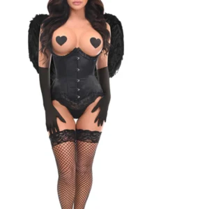 Top Drawer 4 PC Pin-Up Dark Angel Corset Costume - Power Play Studio, LLC