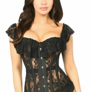 Top Drawer Sheer Lace Steel Boned Corset - Power Play Studio, LLC