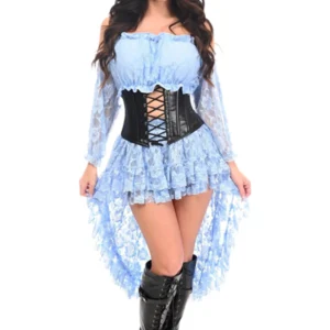 Top Drawer 4 PC Lt Blue Premium Pirate Corset Costume - Power Play Studio, LLC