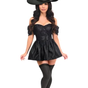 Top Drawer 3 PC Black Witch Corset Costume - Power Play Studio, LLC