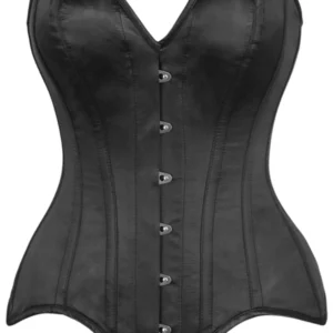 Top Drawer Black Satin Steel Boned Overbust Corset