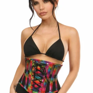 Top Drawer PVC Steel Boned Underbust Corset with Lace-Up Front - Power Play Studio, LLC
