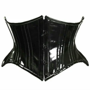 Top Drawer Patent PVC Vinyl Double Steel Boned Curvy Cut Waist Cincher