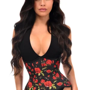 Top Drawer Red Roses Double Steel Boned Waist Training Corset Cincher - Power Play Studio, LLC