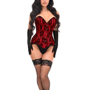Top Drawer 4 PC Premium Red Bunny Corset Costume - Power Play Studio, LLC