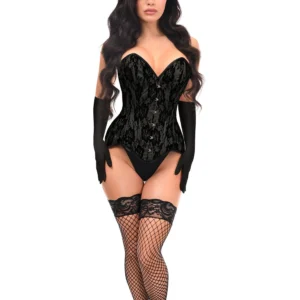 Top Drawer 4 PC Premium Black Bunny Corset Costume - Power Play Studio, LLC