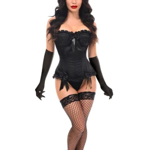 Top Drawer 4 PC Black Burlesque Bunny Corset Costume - Power Play Studio, LLC