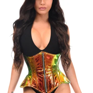 Top Drawer Sunset Holo Double Steel Boned Underbust Waist Cincher Corset - Power Play Studio, LLC