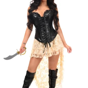 Top Drawer 4 PC Ivory Lace Premium Pirate Corset Costume - Power Play Studio, LLC