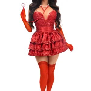 Top Drawer 5 PC Red Sequin Nurse Corset Costume