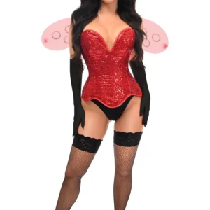 Top Drawer 4 PC Sequin Ladybug Corset Costume - Power Play Studio, LLC