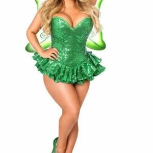 Top Drawer Premium Sequin Green Fairy Corset Dress Costume - Power Play Studio, LLC