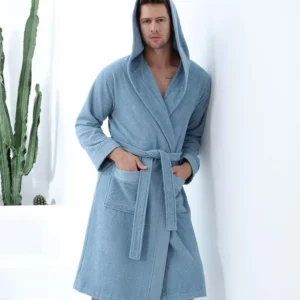 Men's Turkish Cotton Hooded Terry Bathrobe