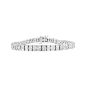 .925 Sterling Silver 1/4 Cttw Miracle Set Diamond and Beading Classic Tennis Bracelet (I-J Color, - Power Play Studio, LLC