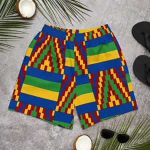 Yellow and Blue Kente African Print Men's Shorts - Power Play Studio, LLC