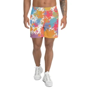 Splattered Colour Men's Athletic Shorts - Power Play Studio, LLC