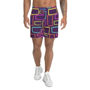 Multicoloured Box Print Men's Athletic Shorts - Power Play Studio, LLC
