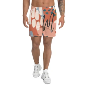 Men's Brown Abstract Print Multicolored Athletic Shorts - Power Play Studio, LLC