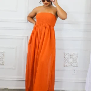 Cherish Me Wide Legged Tube Jumpsuit - Rust