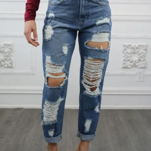 Destroyed and Ripped Maxed Out Boyfriend Jeans