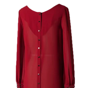 Studded Detail Wrist Back Button Long Sleeves Top