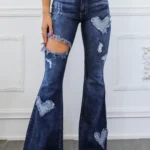 Sweetheart High Waisted Bell Bottom Jeans Dark Wash - Power Play Studio, LLC