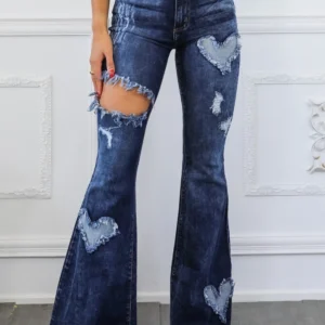 Sweetheart High Waisted Bell Bottom Jeans Dark Wash