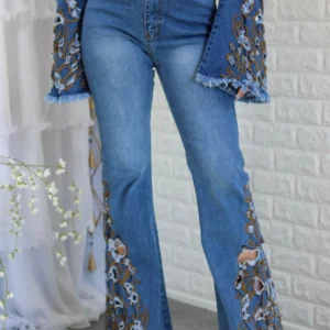 Set The Record Bell Bottom Jeans Dark