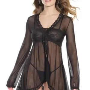 Coquette Babydoll With Flared Long Sleeves & G-String