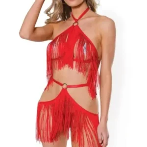 Coquette Fringe Harness and Crotchless Panty