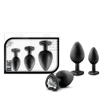 Luxe Bling Plugs Training Kit Black W/White Gems - Power Play Studio, LLC