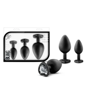 Luxe Bling Plugs Training Kit Black W/White Gems - Power Play Studio, LLC
