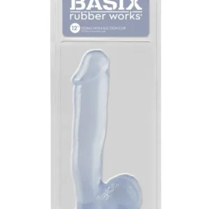 Basix Rubber Works 12in Dong W/suction Clear - Power Play Studio, LLC