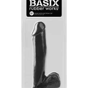 Basix Rubber Works 12in Dong W/suction Black - Power Play Studio, LLC